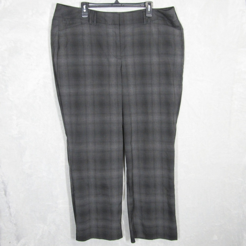 Lane Bryant Womens Size 20 Gray Plaid Career Business Dress Pants